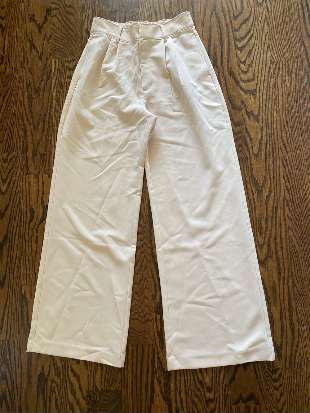 Abercrombie & Fitch White Wide-Leg Pleated Trousers